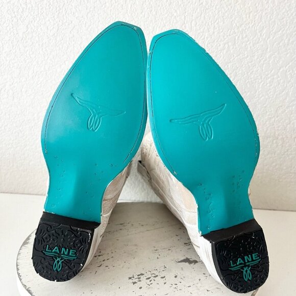 Lane DESTINY Womens Cowboy Boots 8 White Western Cowgirl Bridal Mid Calf Tall - Picture 8 of 11